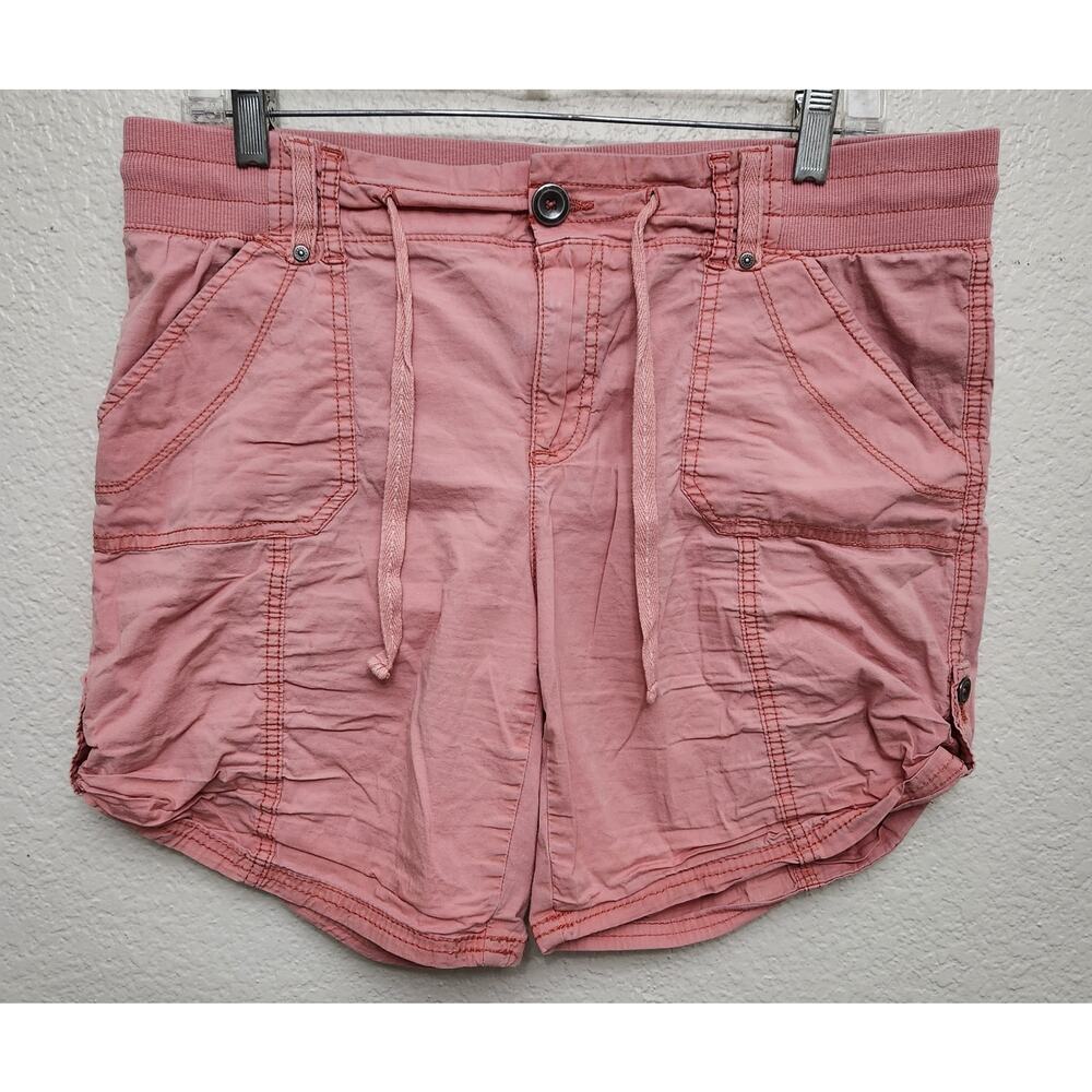 Khakis & Company Orange Roll Tab Hem Flat Front Shorts 10 Lightweight Soft